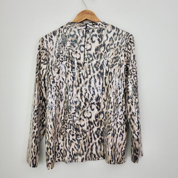 Chico's Women's Top Large Multicolor Sequined Cheetah Print Mob Wife Chic - Picture 6 of 10